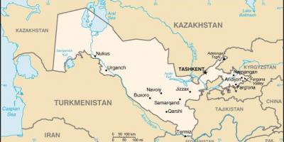 Mapa miast Uzbekistanu
